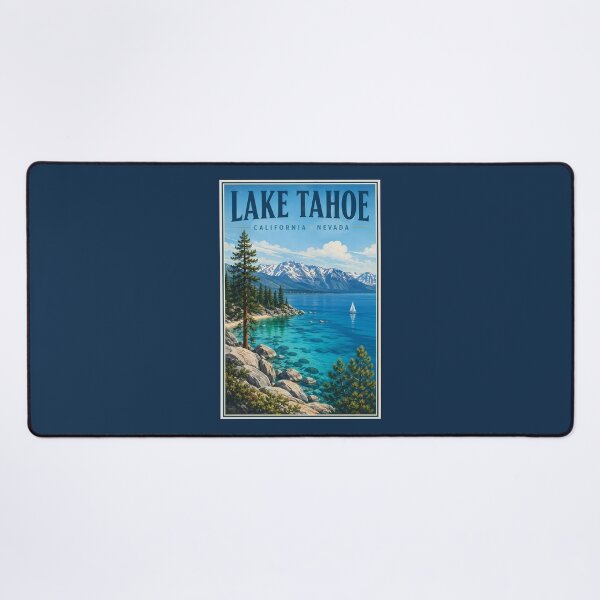 Item preview, Lake Tahoe California Nevada Illustration Travel Art Vintage designed and sold by KrisSidDesigns.