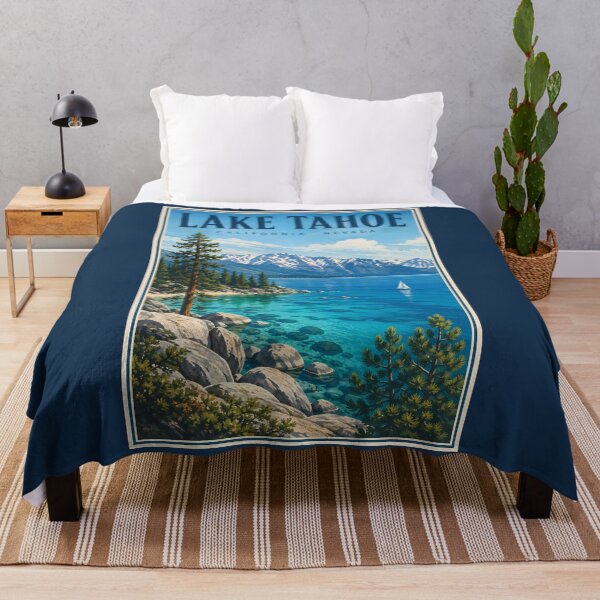 Item preview, Lake Tahoe California Nevada Illustration Travel Art Vintage designed and sold by KrisSidDesigns.