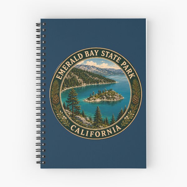 Item preview, Emerald Bay State Park California Illustration Travel Art Badge designed and sold by KrisSidDesigns.