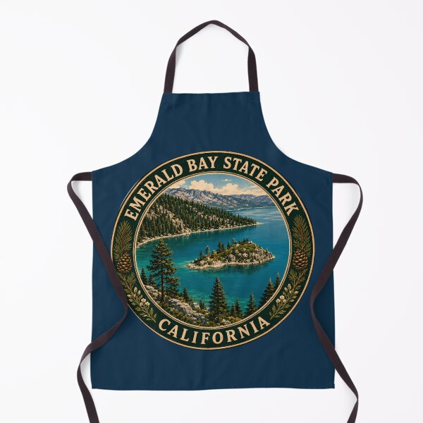 Item preview, Emerald Bay State Park California Illustration Travel Art Badge designed and sold by KrisSidDesigns.