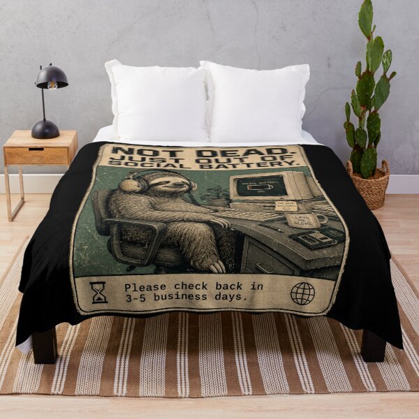 Item preview, Vintage Sloth Out Of Social Battery Introvert Graphic Tee designed and sold by BeardWave.