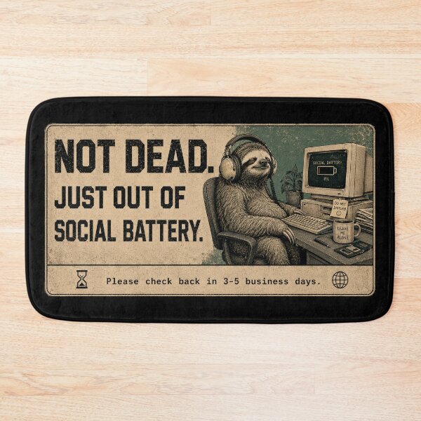 Item preview, Vintage Sloth Out Of Social Battery Introvert Graphic Tee designed and sold by BeardWave.