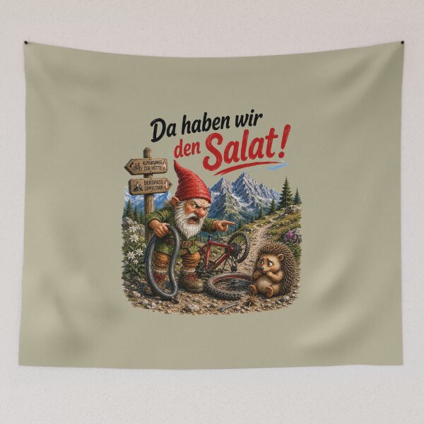 Item preview, Funny German Gnome Bicycle Mishap – "Da haben wir den Salat!" designed and sold by Alpine-Ink.