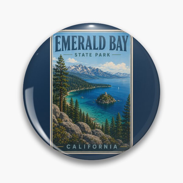 Item preview, Emerald Bay State Park California Illustration Travel Art Vintage designed and sold by KrisSidDesigns.