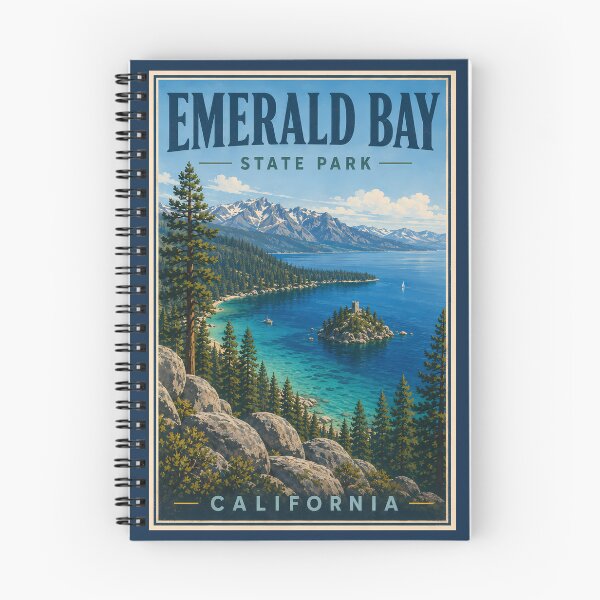 Item preview, Emerald Bay State Park California Illustration Travel Art Vintage designed and sold by KrisSidDesigns.