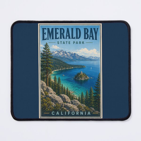 Item preview, Emerald Bay State Park California Illustration Travel Art Vintage designed and sold by KrisSidDesigns.