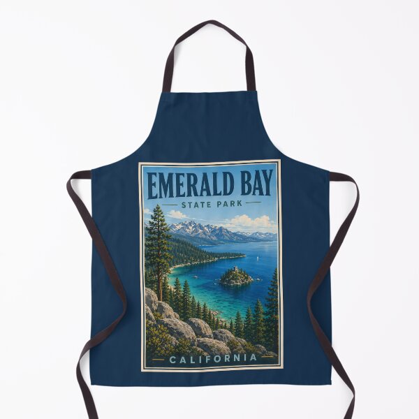 Item preview, Emerald Bay State Park California Illustration Travel Art Vintage designed and sold by KrisSidDesigns.