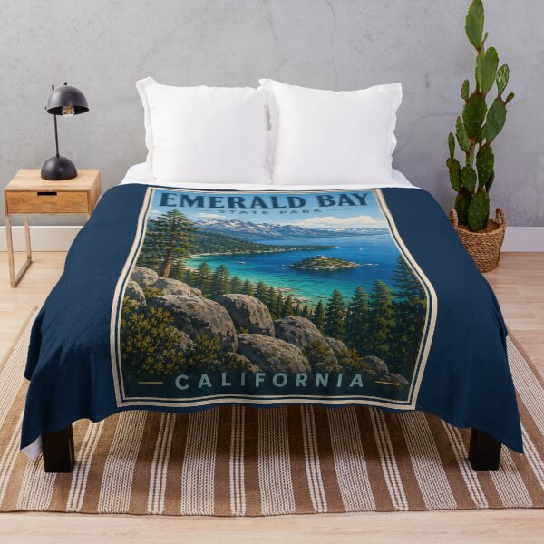 Item preview, Emerald Bay State Park California Illustration Travel Art Vintage designed and sold by KrisSidDesigns.