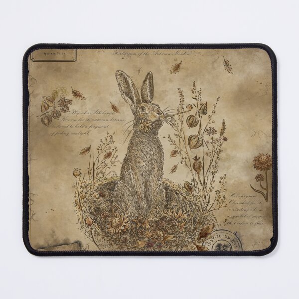 Item preview, The Autumn Hare - Vintage Herbarium Rabbit & Botanical Illustration designed and sold by KristyUnicorn.