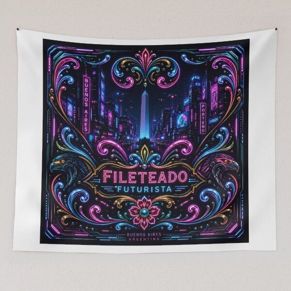 Item preview, Futuristic Fileteado – Cyberpunk Obelisk Buenos Aires designed and sold by Esencia Argentina.