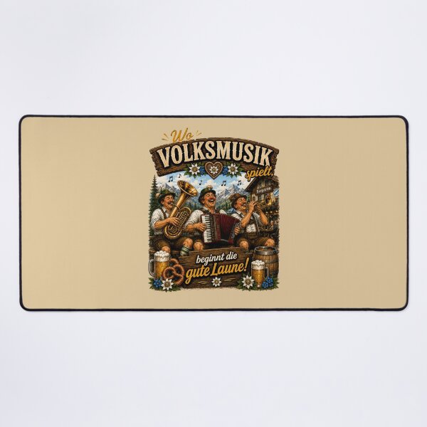 Item preview, Funny Bavarian Folk Music Gift – "Wo Volksmusik spielt, beginnt die gute Laune!" designed and sold by Alpine-Ink.