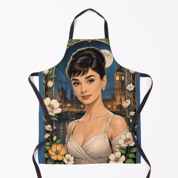 Item preview, Audrey Hepburn London Art Nouveau Moonlight Floral Portrait designed and sold by BorgSpareParts.