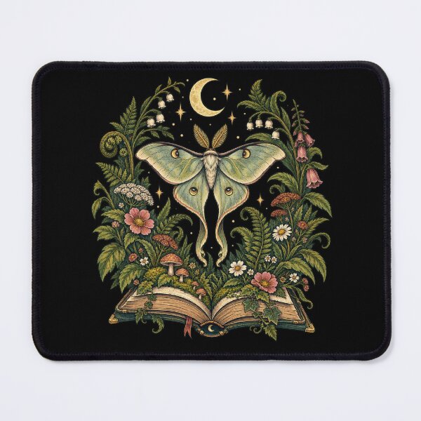 Item preview, Moonlit Book Garden – Luna Moth & Wildflowers designed and sold by czarnyfeniks.