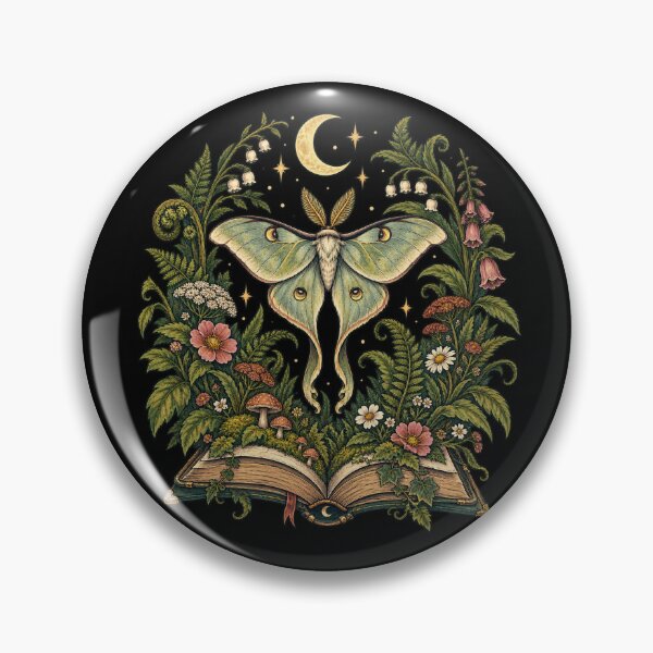 Item preview, Moonlit Book Garden – Luna Moth & Wildflowers designed and sold by czarnyfeniks.