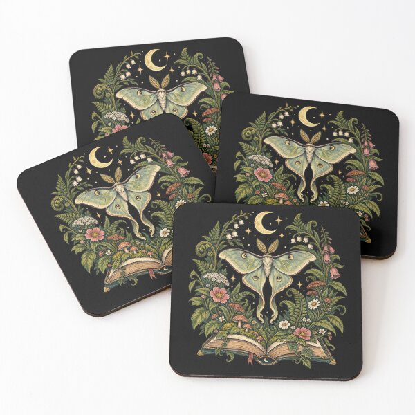 Item preview, Moonlit Book Garden – Luna Moth & Wildflowers designed and sold by czarnyfeniks.