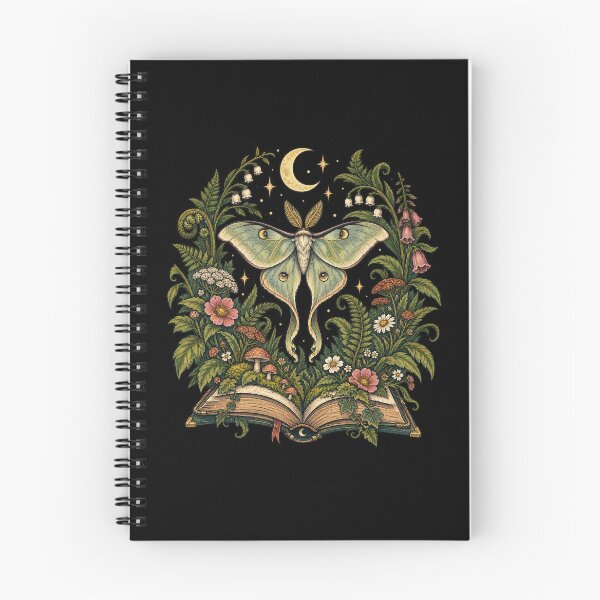 Item preview, Moonlit Book Garden – Luna Moth & Wildflowers designed and sold by czarnyfeniks.