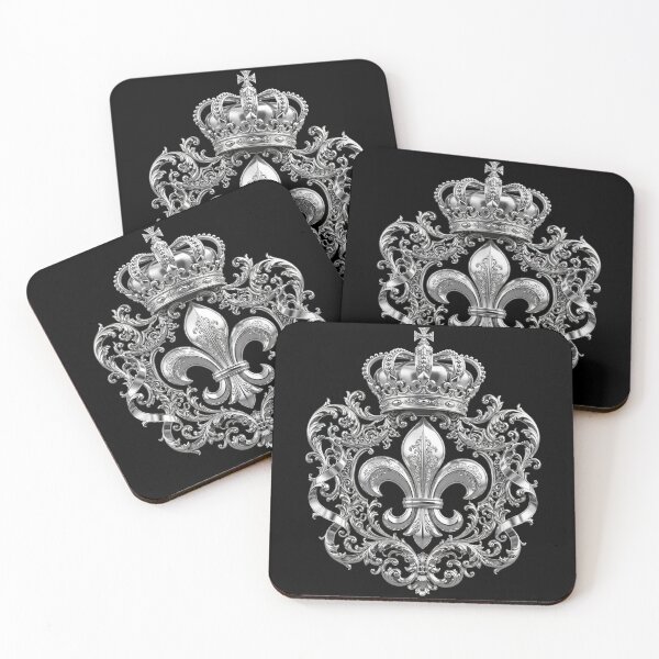 Item preview, Silver Royal Lily Crown Ornate Baroque Heraldic Luxury Crest - Fleur De Lis Silver Emblem designed and sold by ProjectNoah.