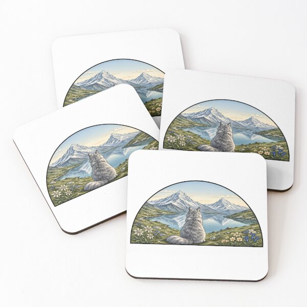 Item preview, Gray Cat Snowy Mountain Lake Edelweiss designed and sold by Old's Cool Cat Studio.