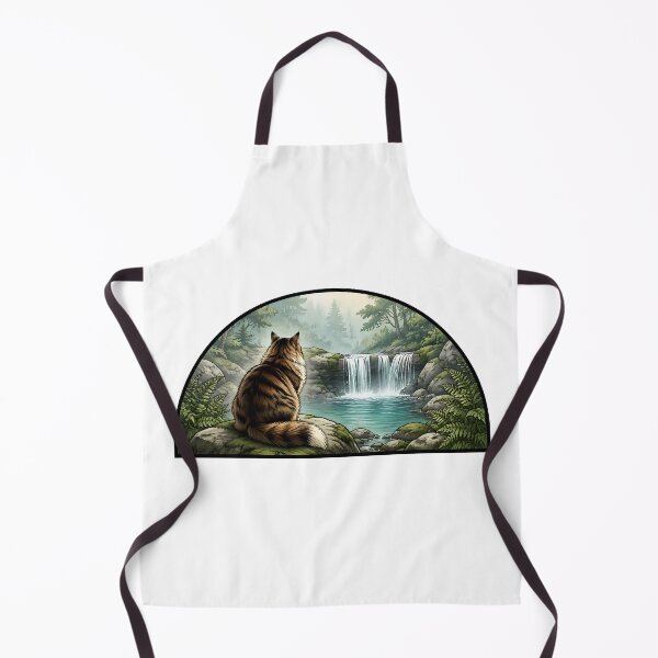 Item preview, Fluffy Cat Forest Waterfall Nature Scene designed and sold by Old's Cool Cat Studio.