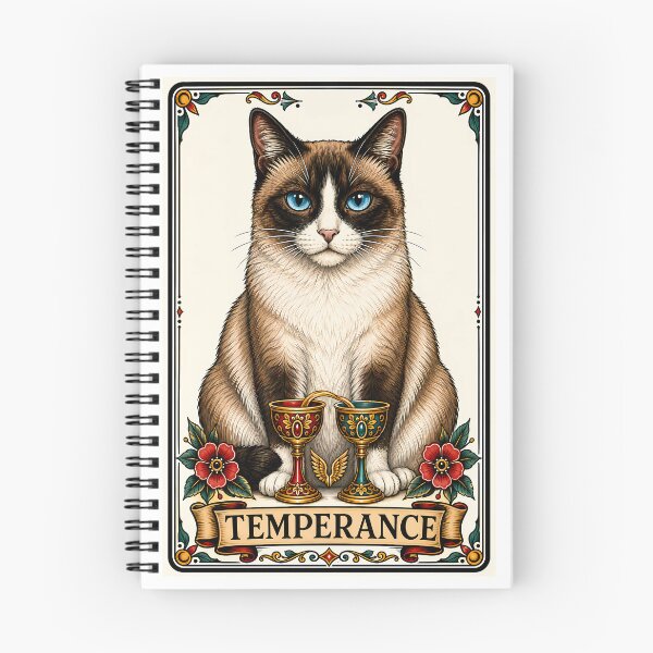 Item preview, Temperance Tarot Cat Snowshoe Winged Chalices designed and sold by Old's Cool Cat Studio.
