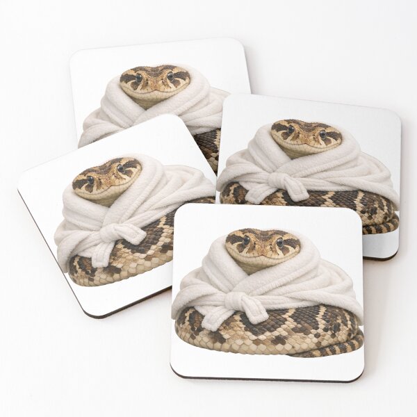 Item preview, Cozy Puff Adder in a White Bathrobe designed and sold by Sillytoe.