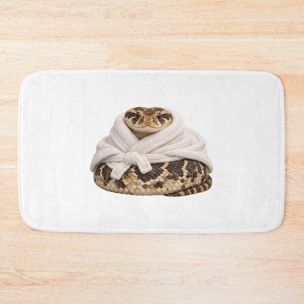 Item preview, Cozy Puff Adder in a White Bathrobe designed and sold by Sillytoe.