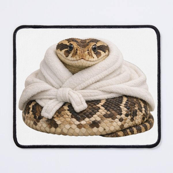 Item preview, Cozy Puff Adder in a White Bathrobe designed and sold by Sillytoe.