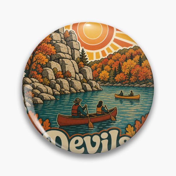 Item preview, Devils Lake Wisconsin Travel Souvenir - Retro Illustration designed and sold by VisualArtsOasis.