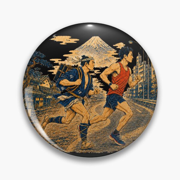Item preview, Idaten 韋駄天 - Same Road Different Era Ukiyo-e Marathon Runner Design designed and sold by Locker39.