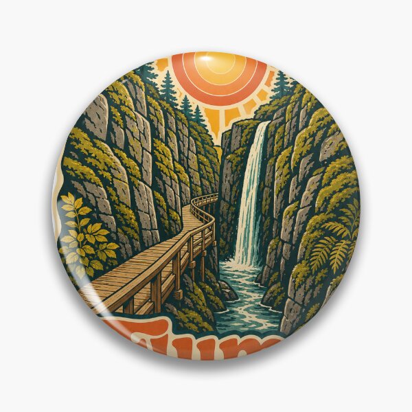 Item preview, Flume Gorge New Hampshire Travel Souvenir - Retro Illustration designed and sold by VisualArtsOasis.