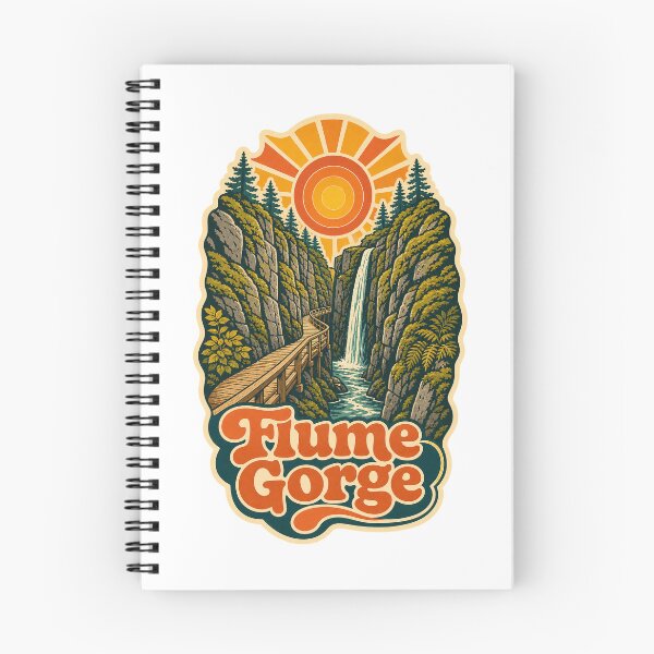 Item preview, Flume Gorge New Hampshire Travel Souvenir - Retro Illustration designed and sold by VisualArtsOasis.