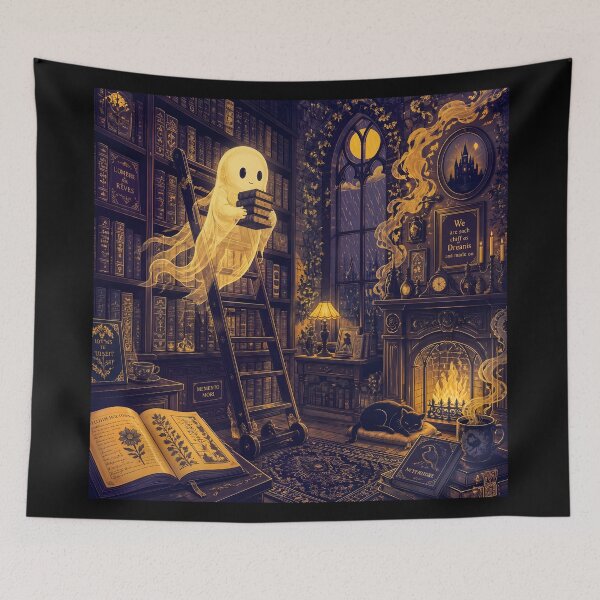Item preview, Bookish Library Ghost on Rainy Night designed and sold by Shelley Loewnau-Jones Studio.