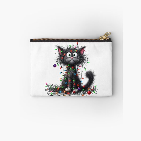 Item preview, Funny Tangled Christmas Cat - Crazy Fluffy Kitten Tree Lights Art designed and sold by FrescoDesign.