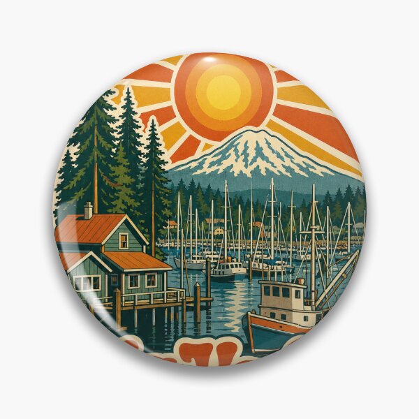 Item preview, Gig Harbor Washington Travel Souvenir - Retro Illustration designed and sold by VisualArtsOasis.
