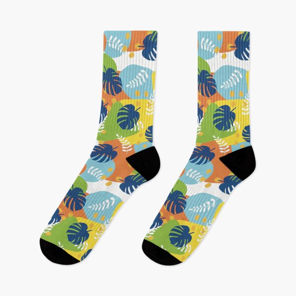 Artikelvorschau, Tropisches Dschungelblattmuster: Bunte Monstera und abstrakte Formen: Sommerliches botanisches Design entworfen und verkauft von Sock Garden.