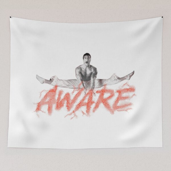 Item preview, AWARE - Vintage 80s Martial Arts Poster - JCVD Split Jump - Grunge Halftone Design designed and sold by Wawan35200.