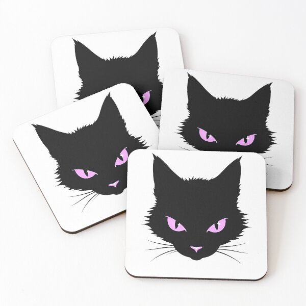 Item preview, Shadow black cat with glowing pink eyes designed and sold by Prints by Mat.