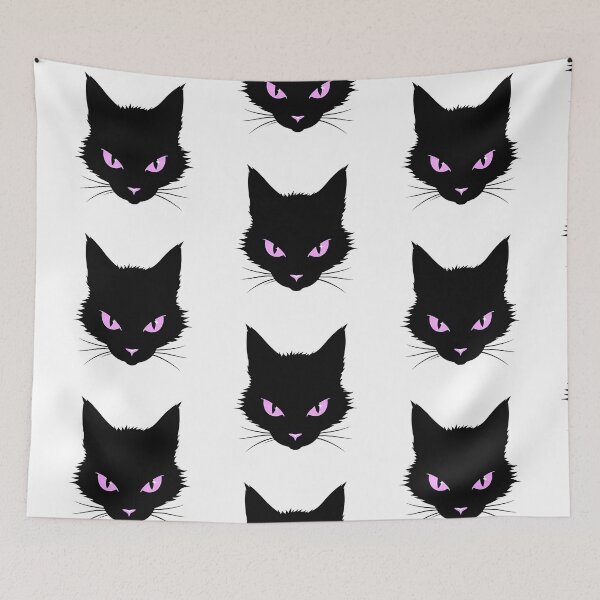 Item preview, Shadow black cat with glowing pink eyes designed and sold by Prints by Mat.