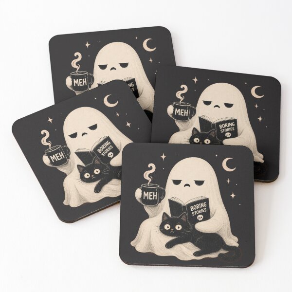 Item preview, Ghost Cat – Spooky Black Cat Halloween Coffee Lover Introvert designed and sold by Clairenity Studio.