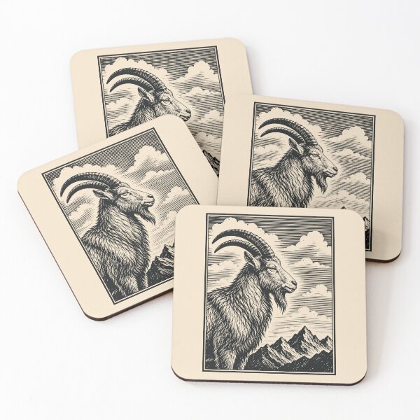 Item preview, Mountain Goat Linocut Animal Vintage Wildlife Outdoor   designed and sold by Y-Vibes.