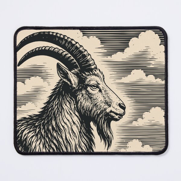 Item preview, Mountain Goat Linocut Animal Vintage Wildlife Outdoor designed and sold by Y-Vibes.