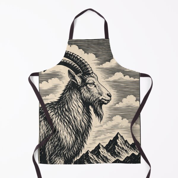 Item preview, Mountain Goat Linocut Animal Vintage Wildlife Outdoor designed and sold by Y-Vibes.
