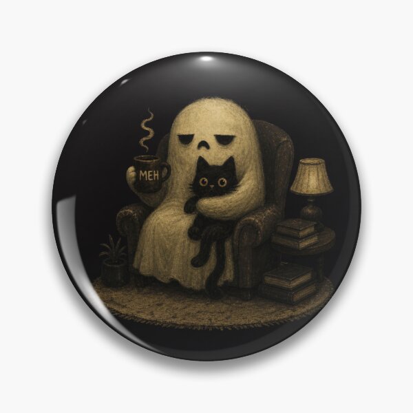 Item preview, Ghost Cat – Spooky Black Cat Halloween Coffee Lover Introvert designed and sold by Clairenity Studio.