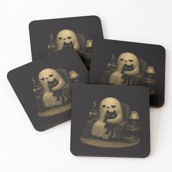 Item preview, Ghost Cat – Spooky Black Cat Halloween Coffee Lover Introvert designed and sold by Clairenity Studio.