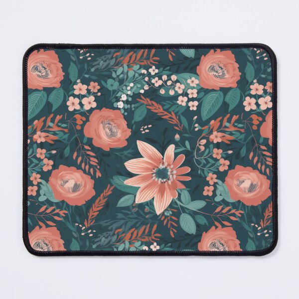 Item preview, Coral Floral Garden Teal Seamless Pattern designed and sold by pinkal.