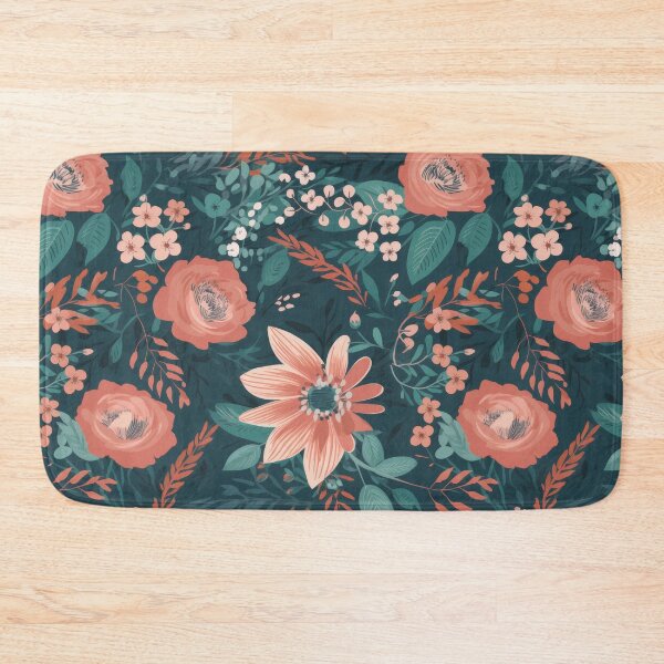 Item preview, Coral Floral Garden Teal Seamless Pattern designed and sold by pinkal.