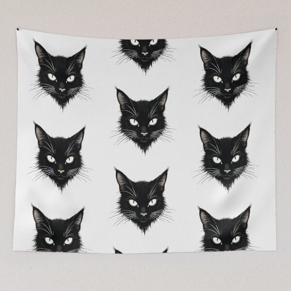 Item preview, Sketched black cat with white whiskers designed and sold by Prints by Mat.