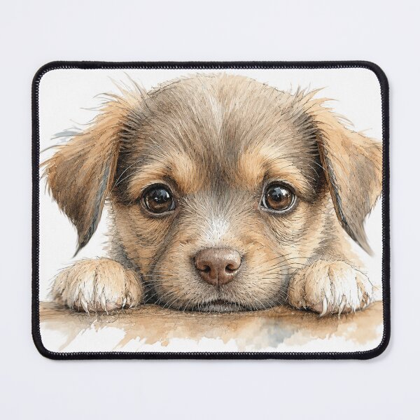 Item preview, Peekaboo Puppy – Cute Watercolor Dog Drawing designed and sold by Russell Thorne.