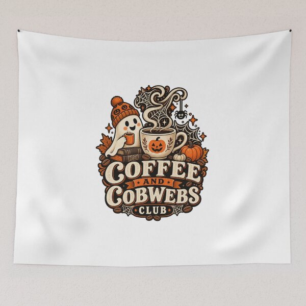 Item preview, Coffee and Cobwebs Club - Retro Halloween Coffee designed and sold by Xnuery.