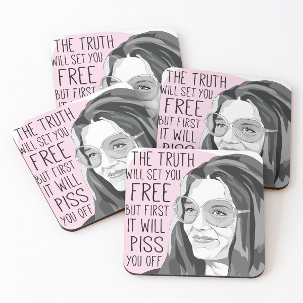 Item preview, The truth will set you free but first it will piss you off Gloria Steinem Quote Pink designed and sold by ShannonSArtwork.
